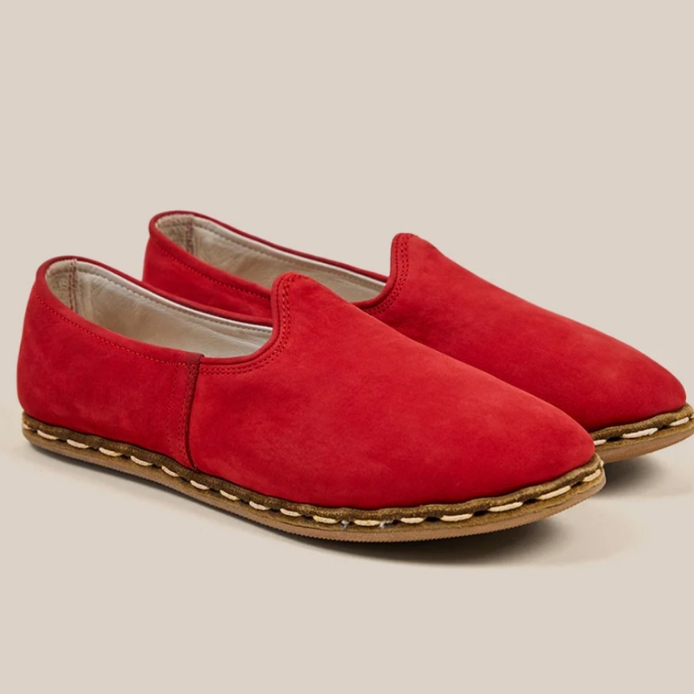 Sabah Corse Red Handmade in Turkey Nubuck Shoes 42, U.S. 10-10.5
